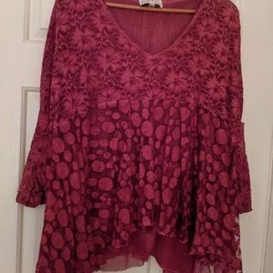 Burgundy lace blouse  size Large